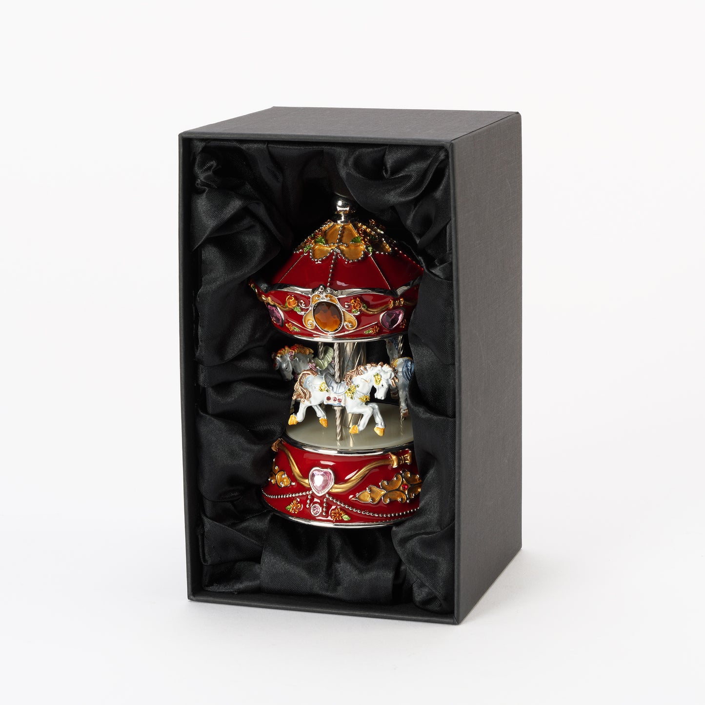 ピューター(錫)オルゴール メリーゴーランド レッド