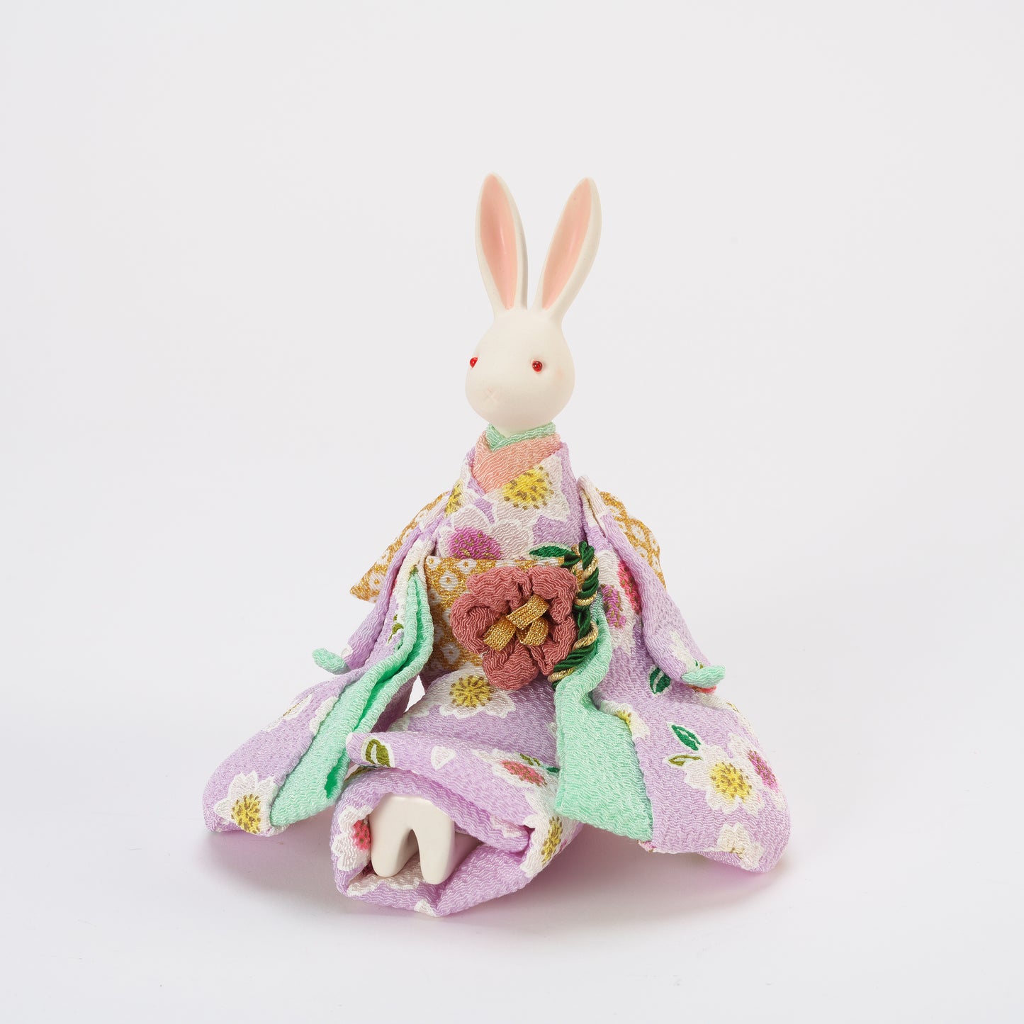 着物うさぎオルゴール 振袖座り 藤色