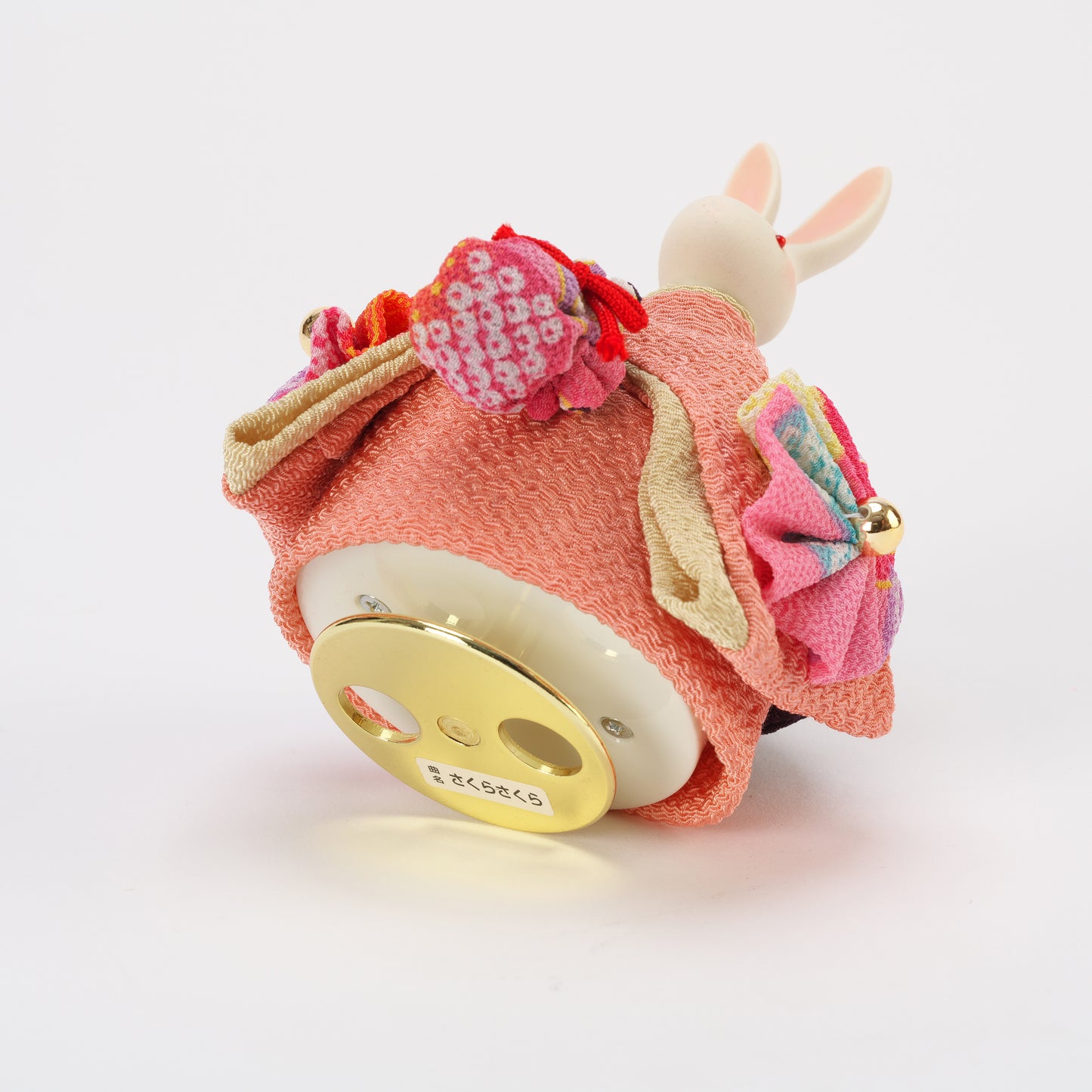 着物うさぎオルゴール 回転 花小袖 ピンク